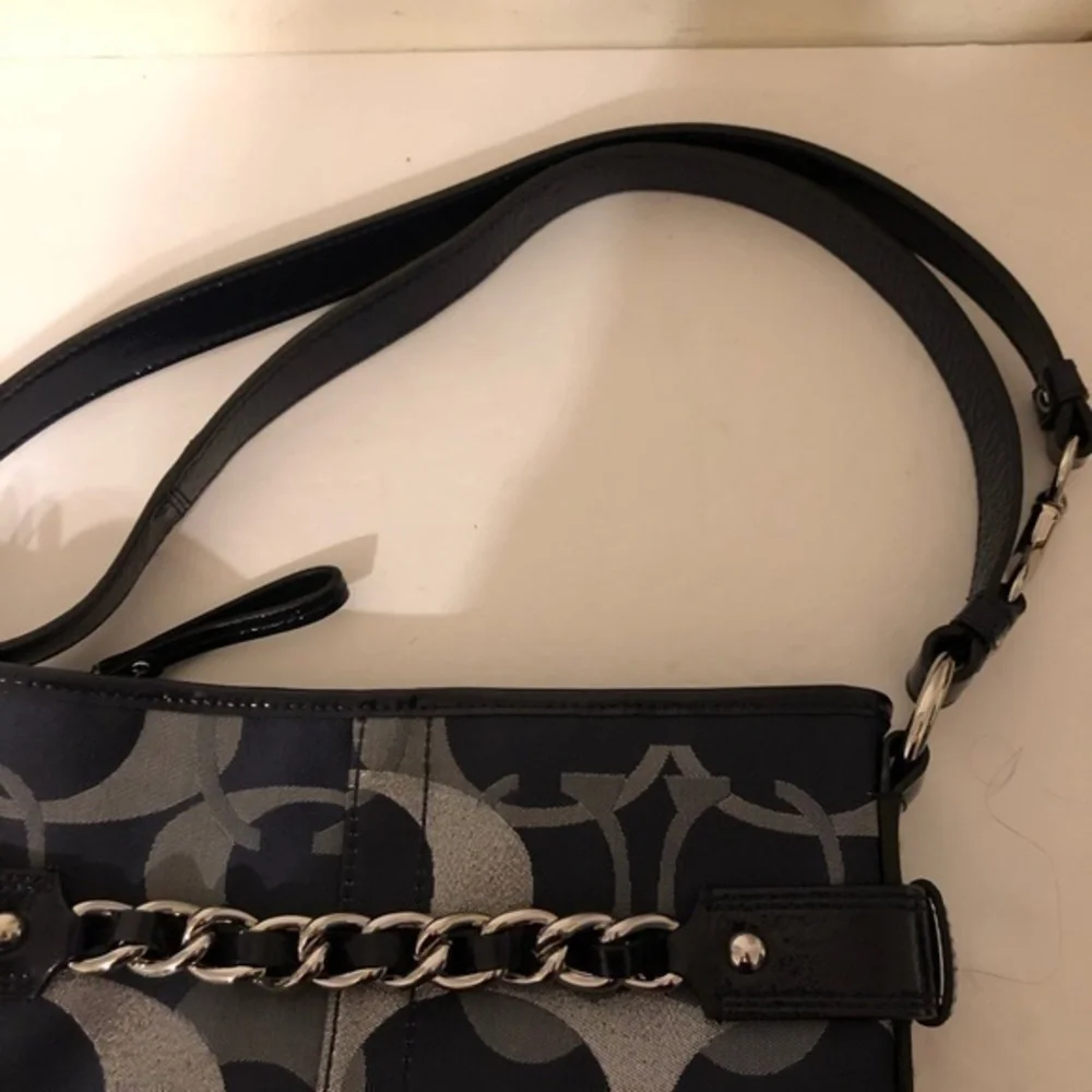 COACH silver blue optic c duffle shoulder bag
